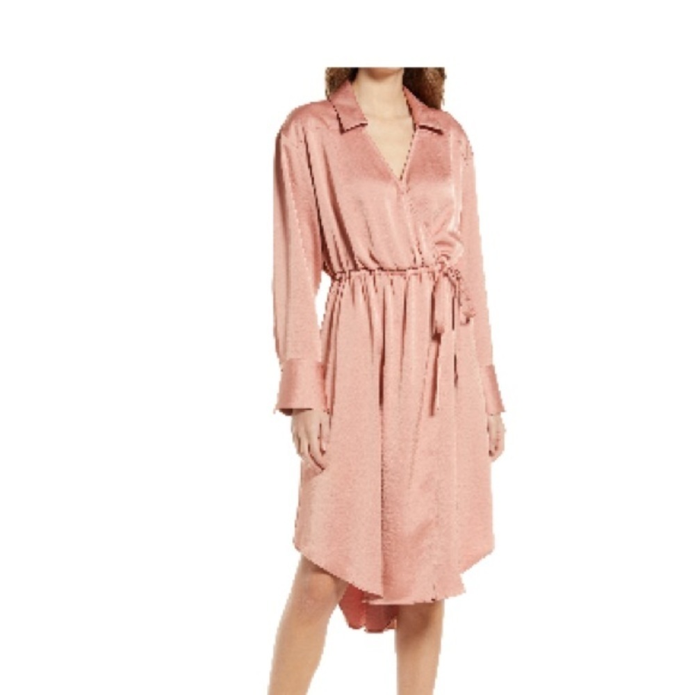Halogen Pink Faux Wrap Dress